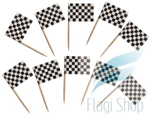 Flaga SZACHOWNICA Pikery 20 szt Wykałaczki GOKART META