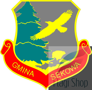 Flaga gminy Sękowa - na zamówienie 110x70 Sękowej