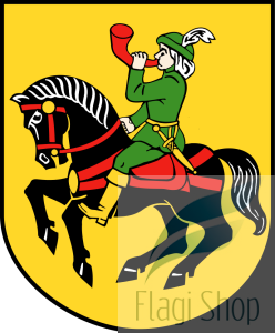 Flaga gminy Nowe Miasto Lubawskie - na zamówienie 150x90 Nowego Miasta Lubawskiego