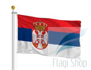 Flaga Serbia z godłem 150x90 Flagi Serbii Serbien