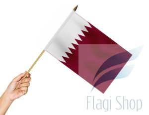 Flaga na patyku Katar 45x30 Flagi Kataru