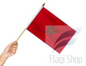Flaga na patyku Maroka 45x30cm Maroko Flagi Maroka