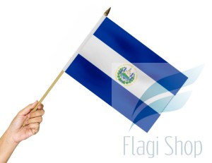 Flaga na patyku Salwador 45x30 Flagi Salvadoru