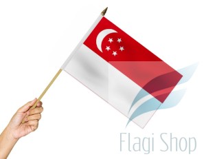 Flaga na patyku Singapur 45x30 Flagi Singapura