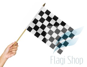 Flaga na patyku Szachownica BIAŁO CZARNA 45x30 Wyścigowa Meta