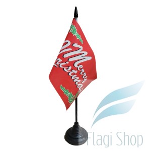 Flaga na biurko Merry Christmas Świąteczna Wesołych Świąt Czerwona