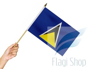 Flaga na patyku SAINT LUCIA 45x30 Wyspy Świętej Łucji Karaiby